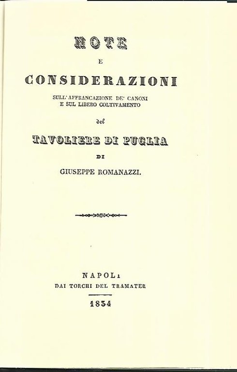 Note e considerazioni sull'affrancamento de canoni e sul libero coltivamento …