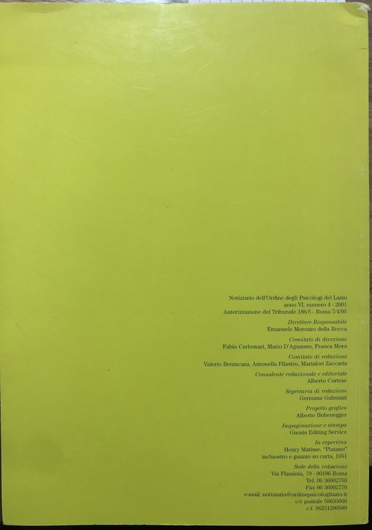 Notiziario dell'Ordine degli psicologi del Lazio. n.4