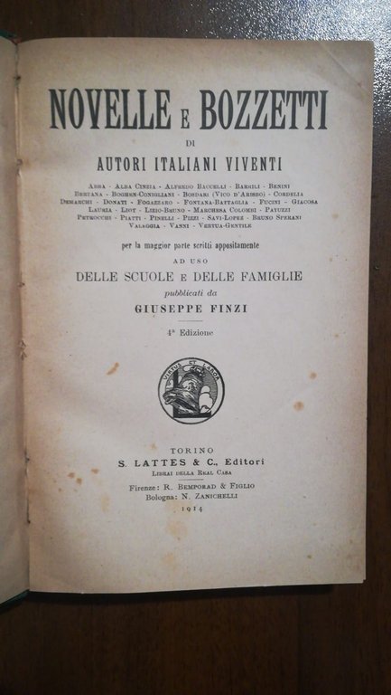 NOVELLE E BOZZETTI DI AUTORI ITALIANI VIVENTI