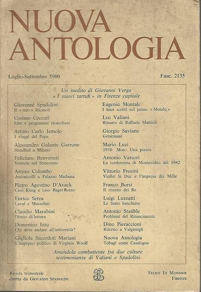 Nuova antologia. Luglio-Settembre 1980. Fasc. 2135