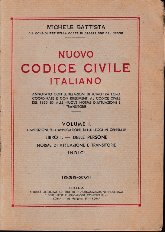 Nuovo Codice Civile Italiano, vol. 1, libro 1: delle persone