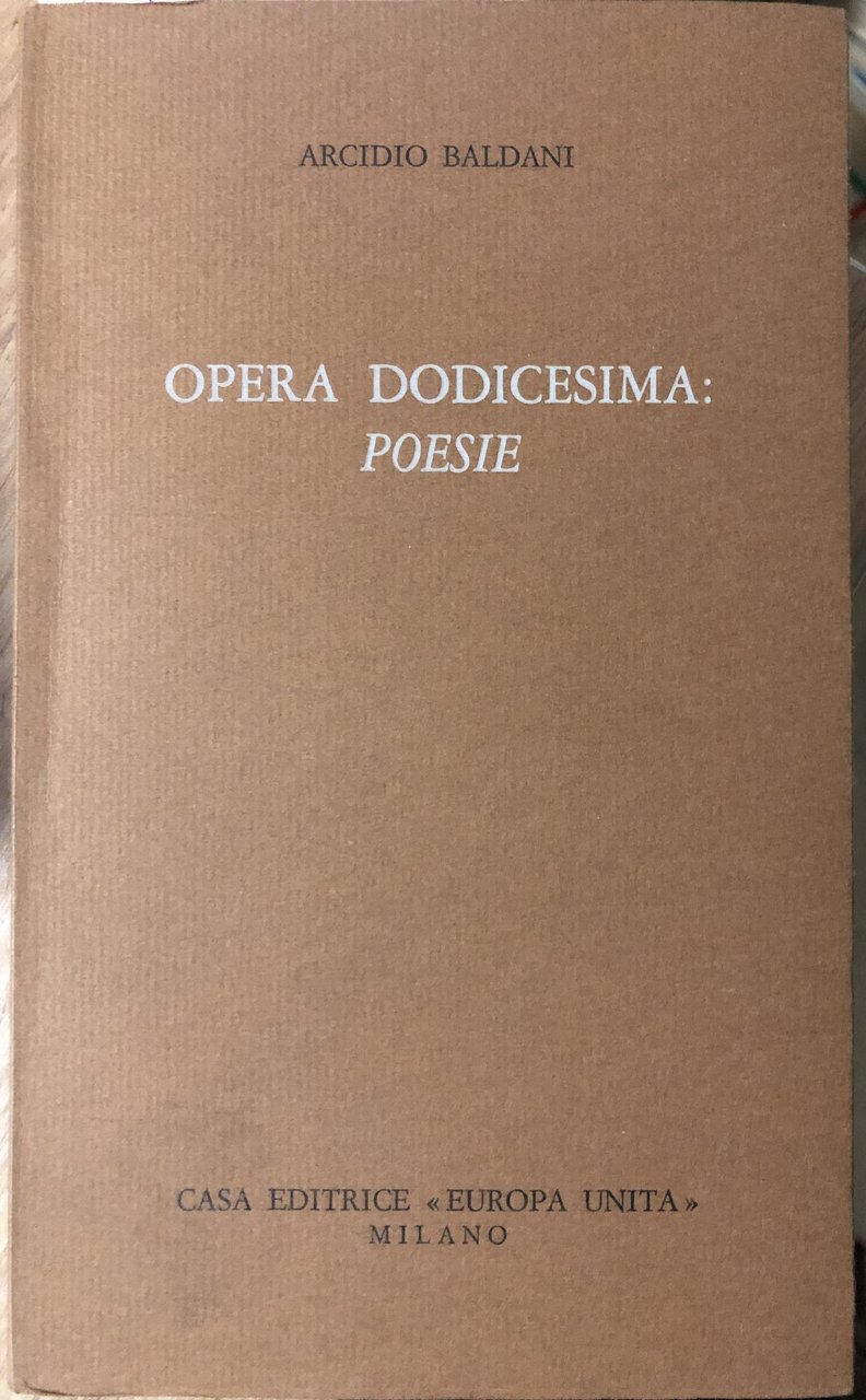 Opera dodicesima: poesie