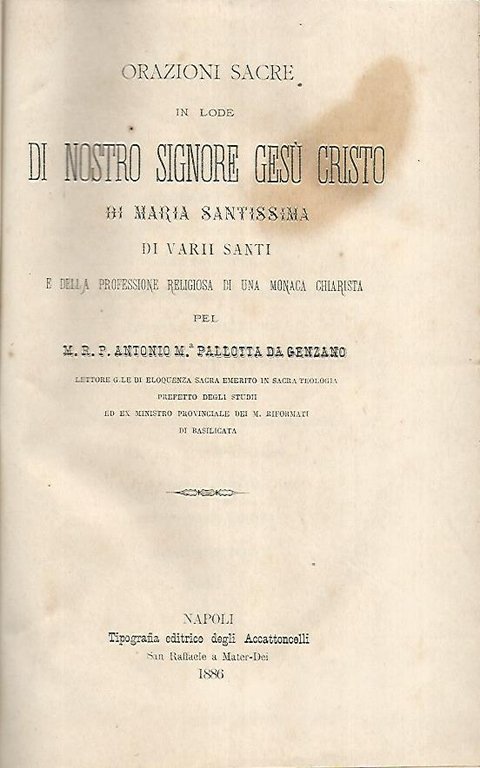 Orazioni sacre in lode di nostro Signore Gesù Cristo