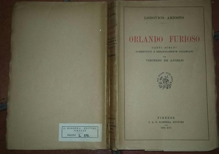 Orlando Furioso canti scelti commentati e organicamente collegati da Vincenzo …