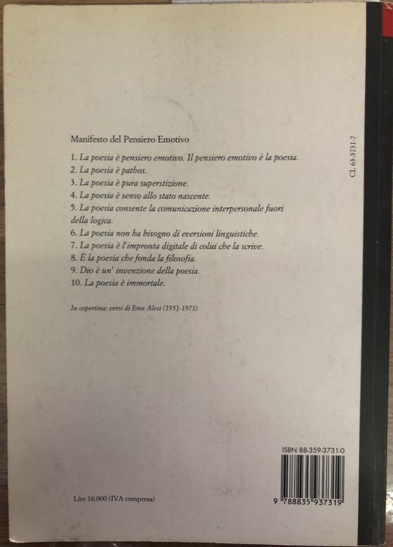 Per la poesia. Manifesto del Pensiero Emotivo