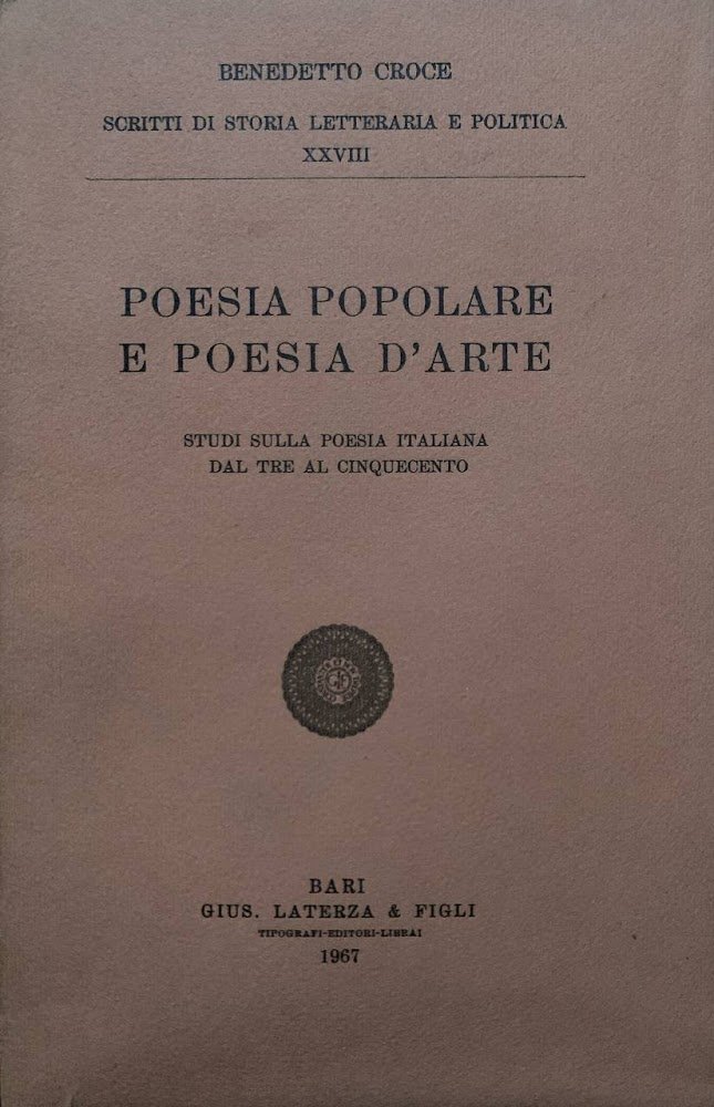 Poesia popolare e poesia d'arte. Studi sulla poesia italiana dal …