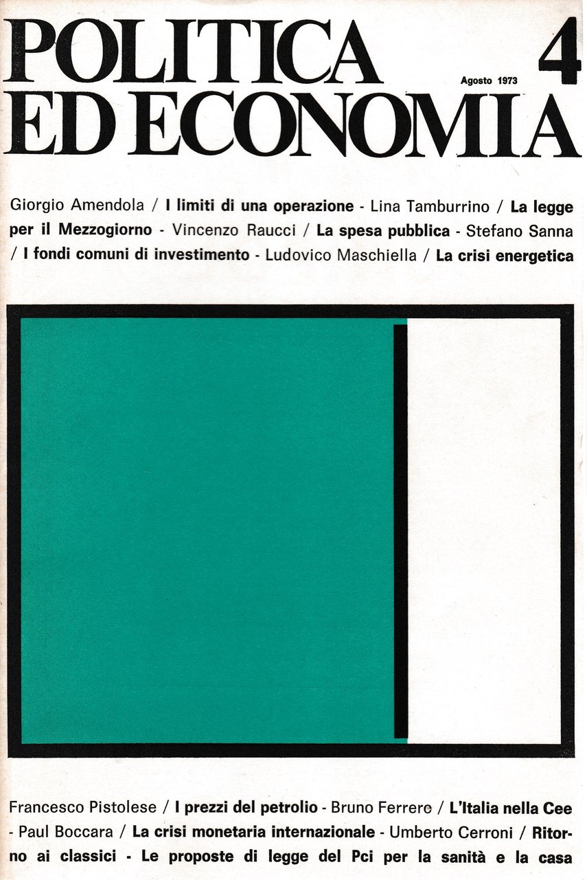 Politica ed economia 4 Agosto 1973 Rivista bimestrale | Immagine principale