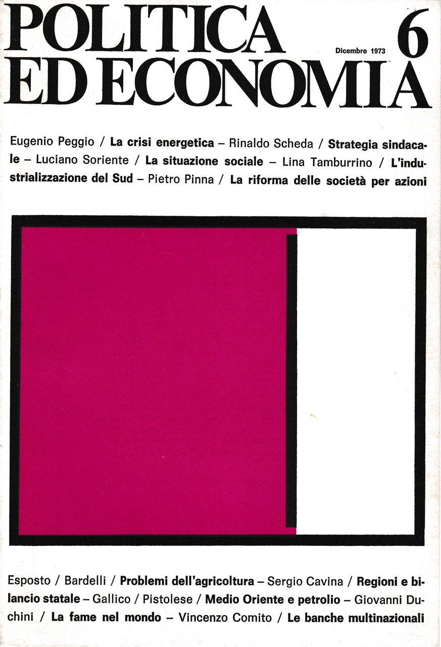 Politica ed economia 6 Dicembre 1973 Rivista bimestrale | Immagine principale