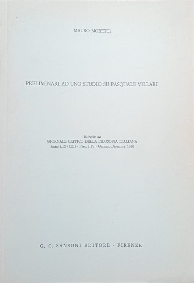 Preliminari ad uno studio su Pasquale Villari