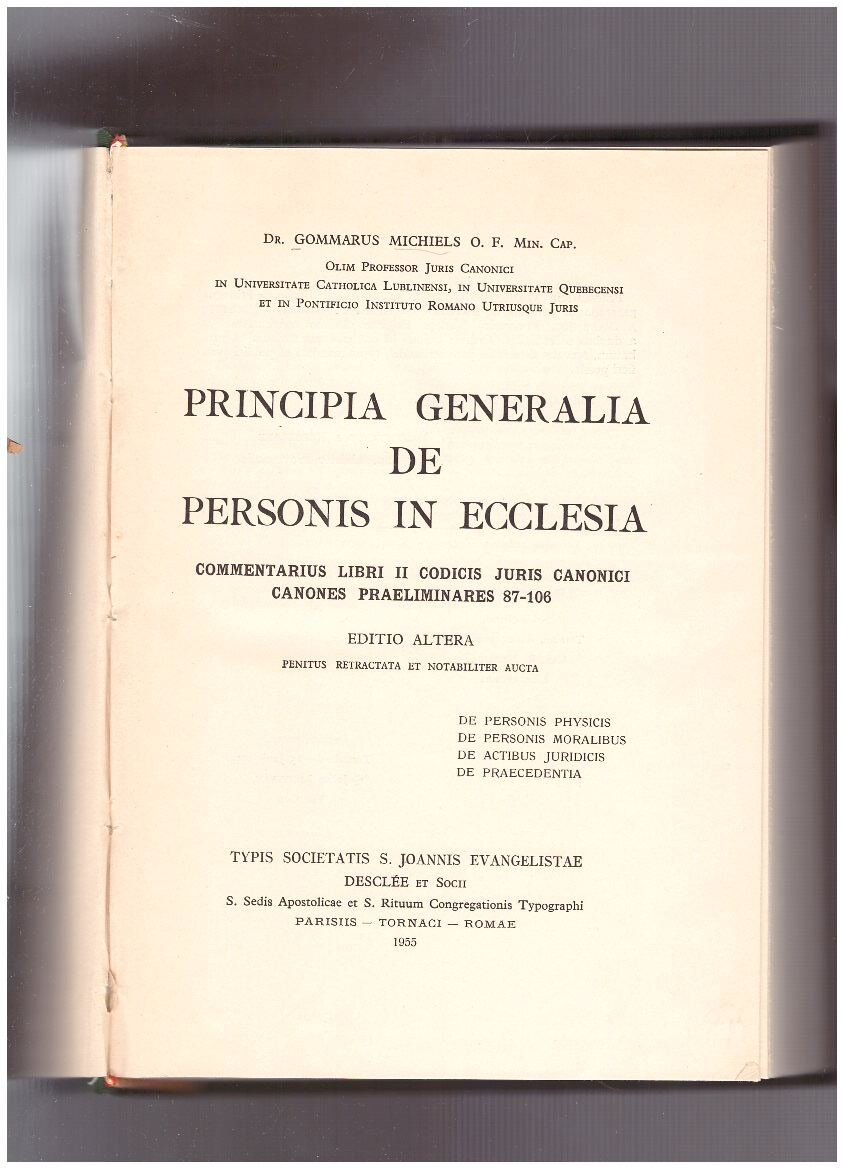 Principia generalia de personis in ecclesia Commentarius Libri IICodicis Juris …