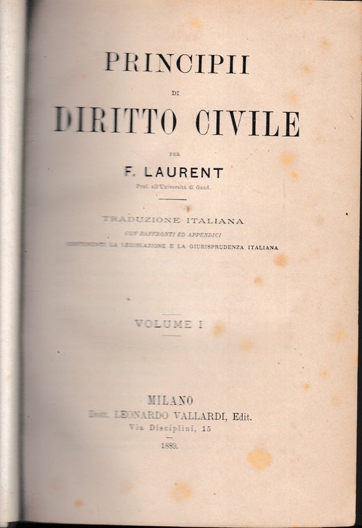 Principii di Diritto Civile, vol. 1