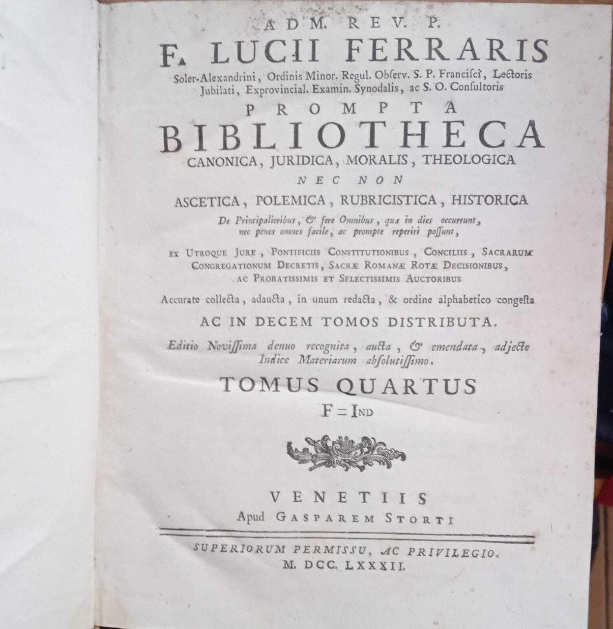 Prompta Bibliotheca canonica giuridica, moralis, theologica...(tomus quartus) | Immagine principale