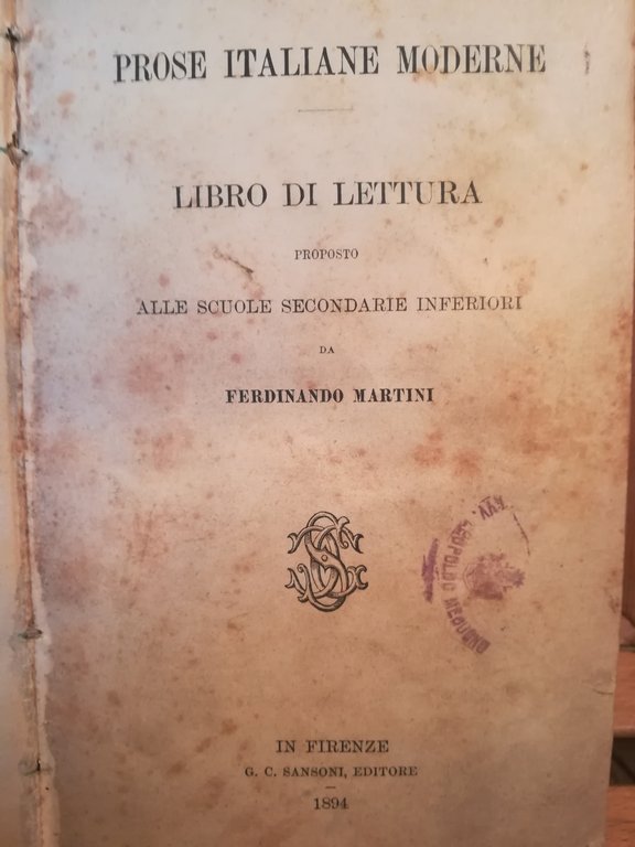 Prose italiane moderne. Libro di lettura.