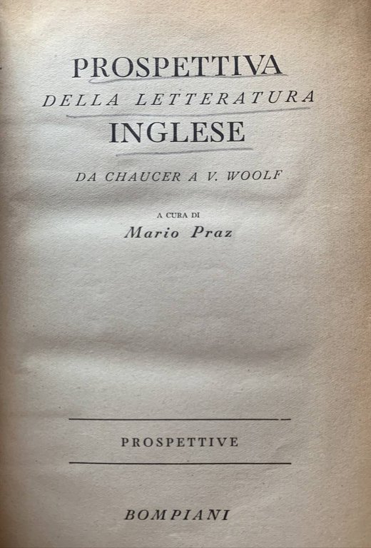 Prospettiva della letteratura inglese da Chaucer a V. Woolf