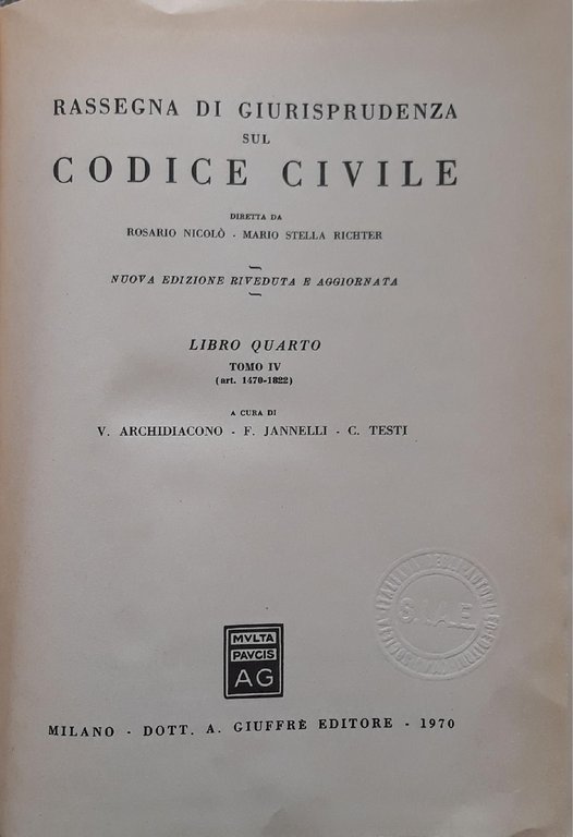 Rassegna di giurisprudenza sul codice civile - libro quarto , … | Immagine Gallery 2