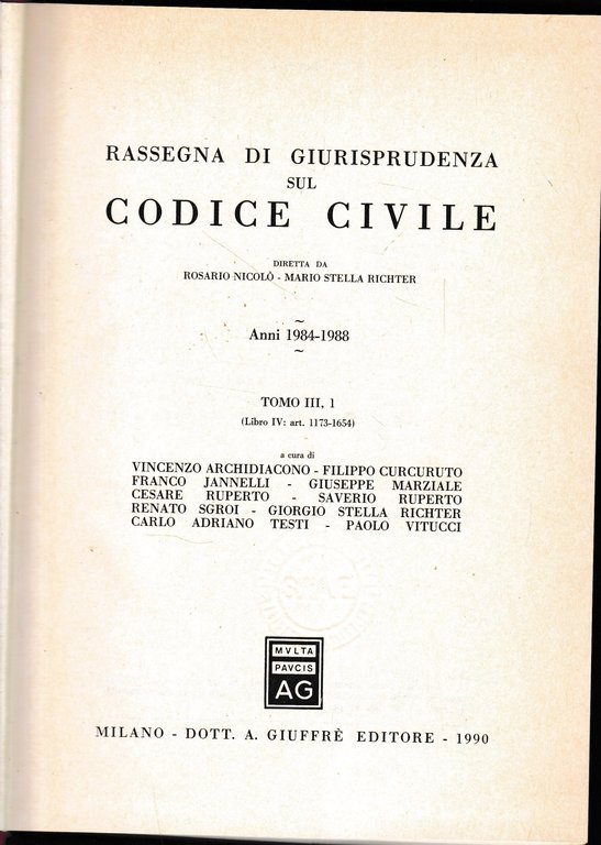 Rassegna di Giurisprudenza sul Codice Civile, anni 1984-1988, tomo 3,1 … | Immagine Gallery 2