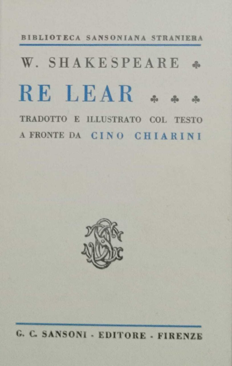 Re Lear. Con testo a fronte. | Immagine principale