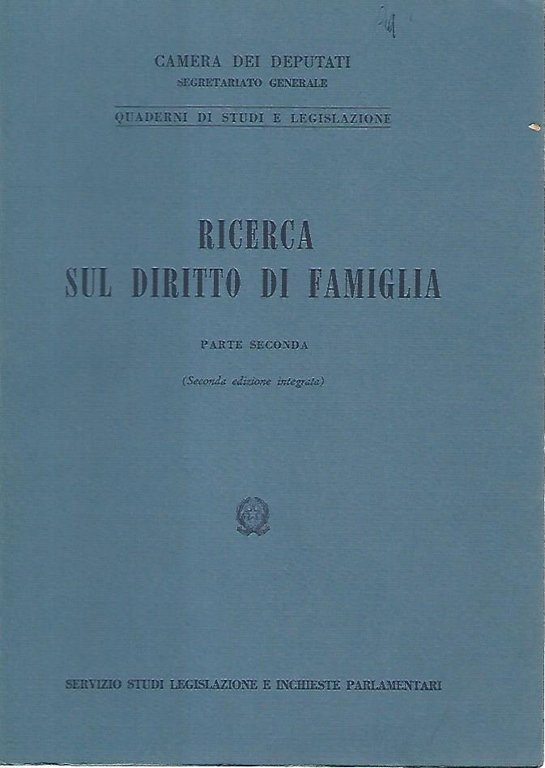 Ricerca sul diritto di famiglia.Parte seconda