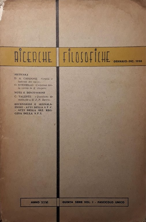 Ricerche filosofiche (gennaio-dic. 1958)