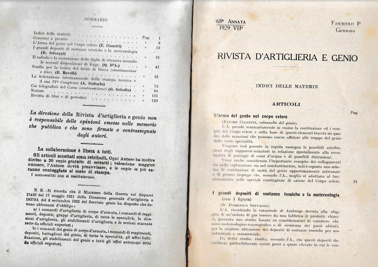 Rivista di Artiglieria e Genio. 68^ annata, fascicolo I, Gennaio …