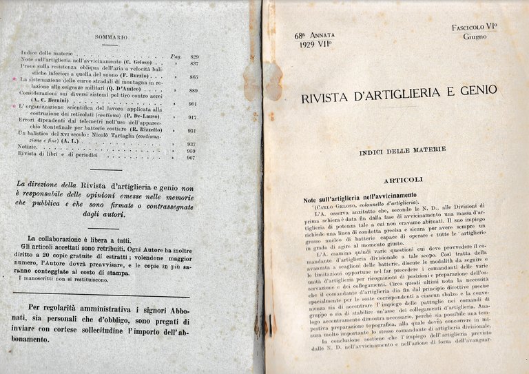 Rivista di Artiglieria e Genio. 68^ annata, fascicolo VI, Giugno …