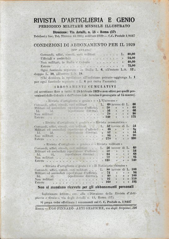 Rivista di Artiglieria e Genio. 68^ annata, fascicolo VI, Giugno …