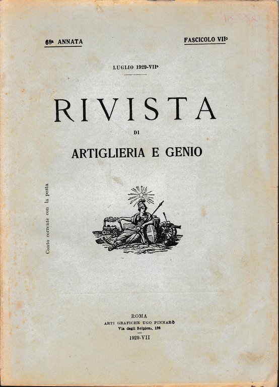 Rivista di Artiglieria e Genio. 68^ annata, fascicolo VII^, Luglio …