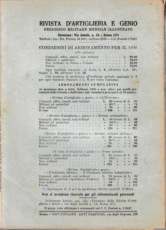Rivista di Artiglieria e Genio. 68^ annata, fascicolo XII, Dicembre …