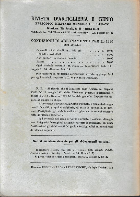 Rivista di Artiglieria e Genio. 69^ annata, fascicolo V, maggio …