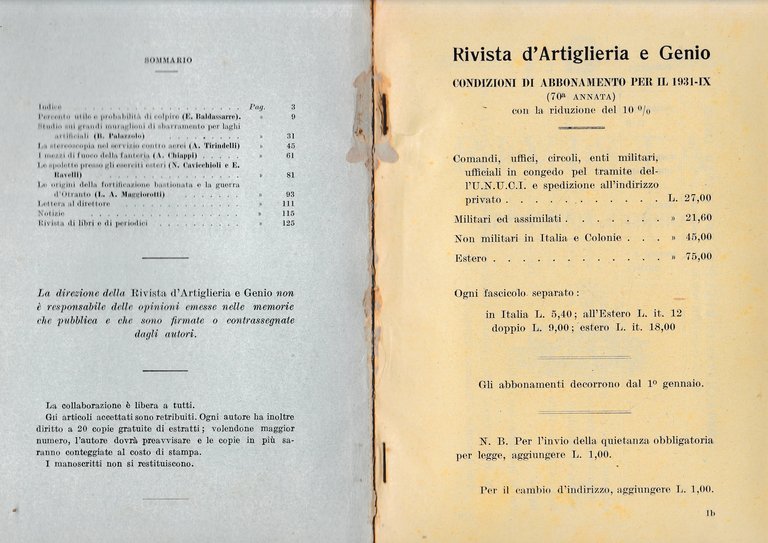 Rivista di Artiglieria e Genio. 70^ annata, fascicolo I, Gennaio …