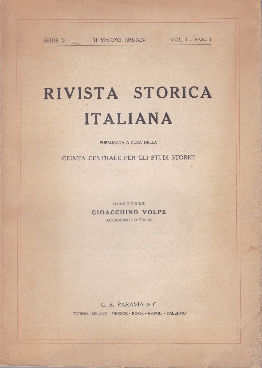 Rivista storica italiana. 31 marzo 1936. | Immagine principale