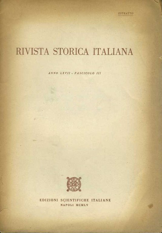 Rivista storica italiana. Anno LXVII- fascicolo III