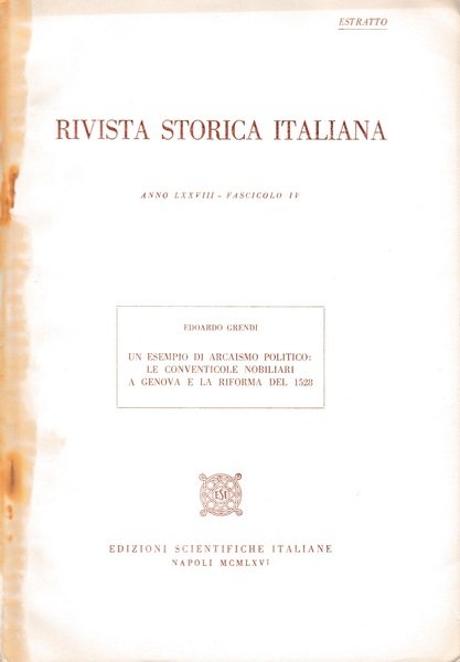 Rivista storica italiana. Anno LXXVIII Fasc. IV Estratto