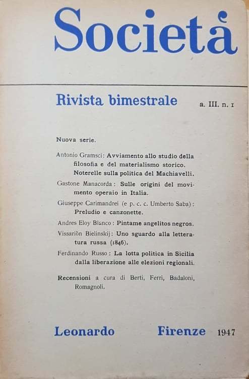 Società, rivista bimestrale. a. III n.1