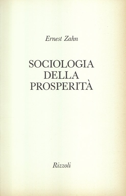 Sociologia della prosperità