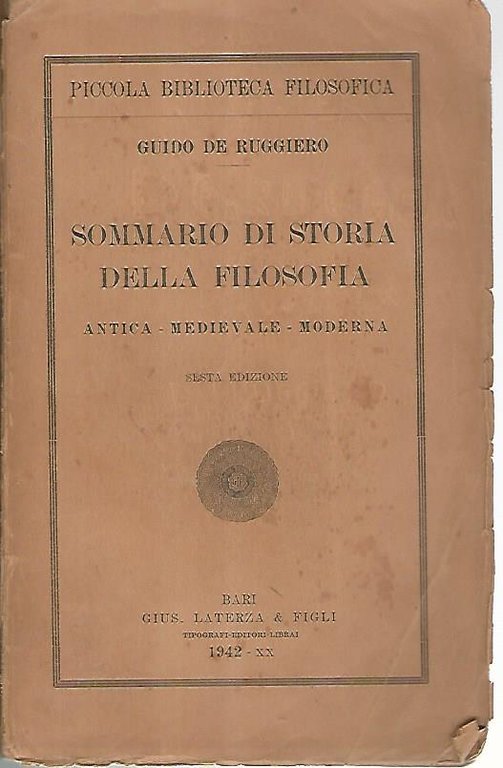Sommario di storia della filosofia antica - medievale - moderna