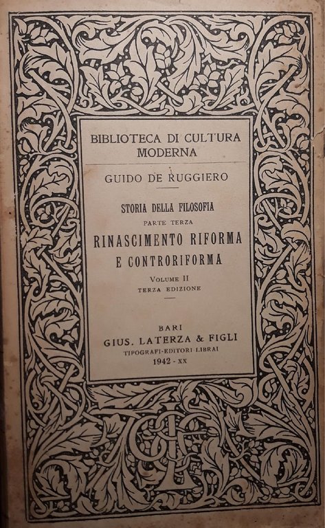 Storia della filosofia - rinascimento riforma e controriforma (volume II)
