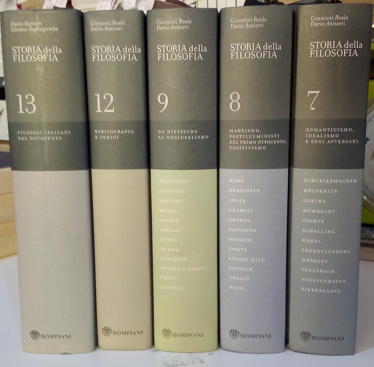 Storia della filosofia dalle origini a oggi, cinque volumi della collana.