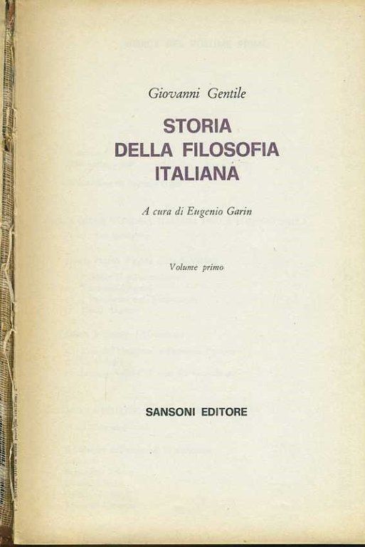 Storia della filosofia italiana. Voll 1-2