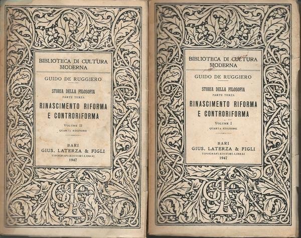 STORIA DELLA FILOSOFIA. PARTE TERZA: RINASCIMENTO RIFORMA E CONTRORIFORMA. I-II