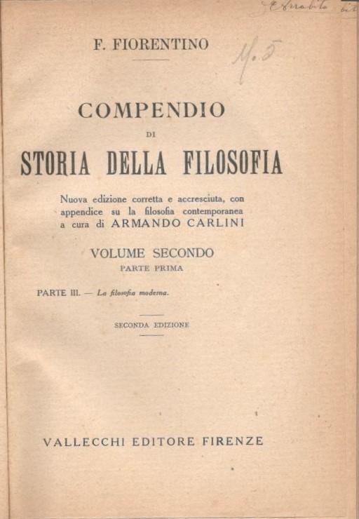 Storia della filosofia, volume secondo parte prima