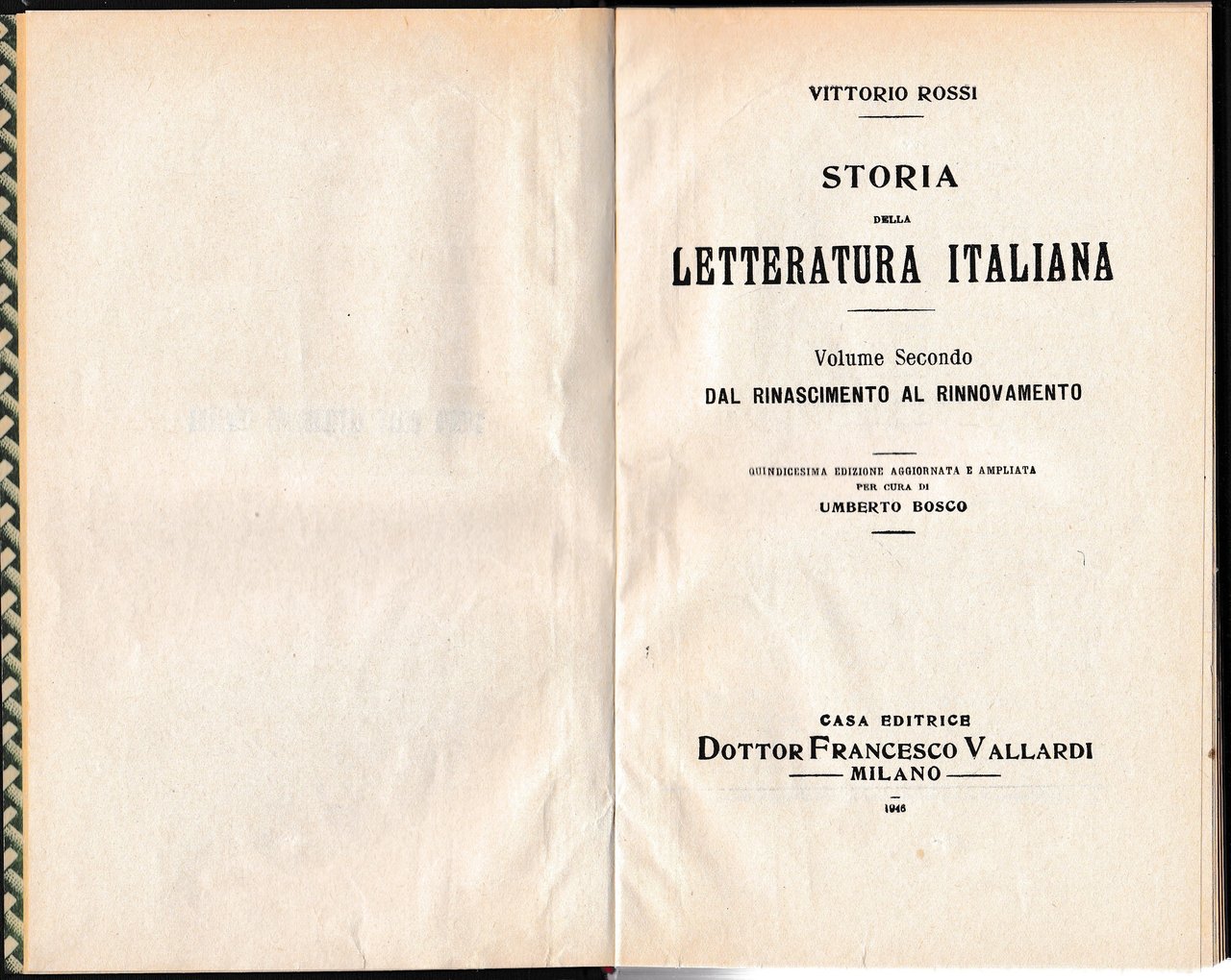 Storia della Letteratura Italiana 2^ vol. Dal rinascimento al rinnovamento