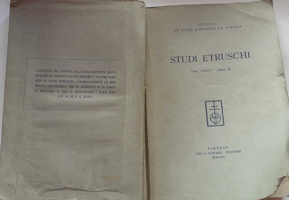 Studi etruschi. Volume XXXIV (Serie II)