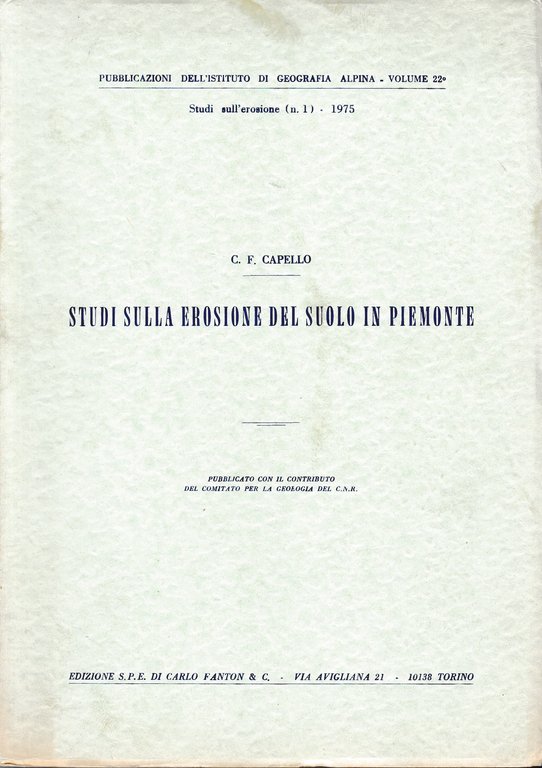 Studi sulla erosione del suolo in Piemonte