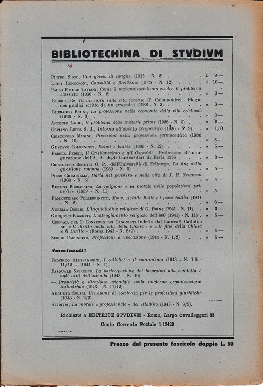 Studium. Rivista di vita e cultura professionale, anno XXXX, n. … | Immagine Gallery 4