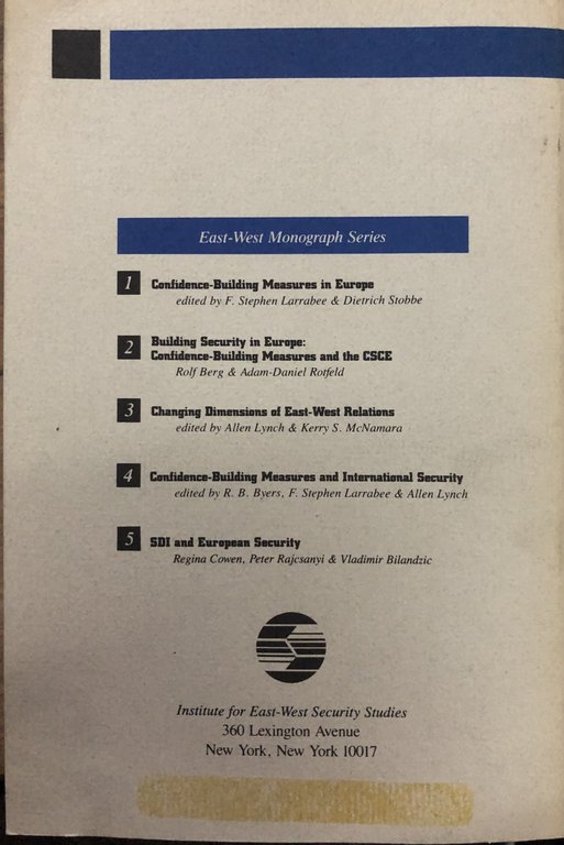 Technology and Change in East-West Relations.