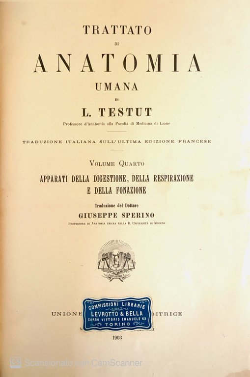 Trattato di anatomia umana apparati della digestione, della respirazione e …