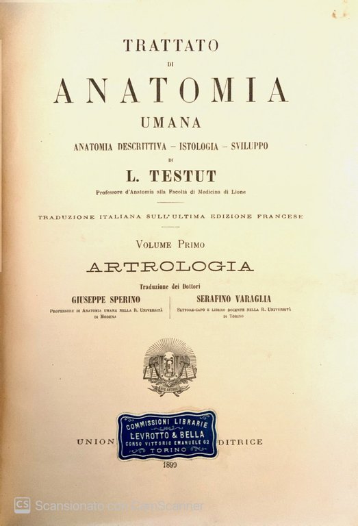 Trattato di anatomia umana Artrologia Vol. 1