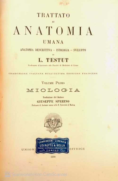 Trattato di anatomia umana Miologia Vol. 1