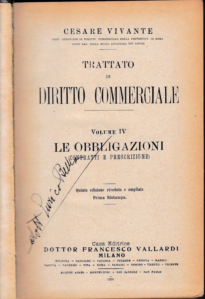 Trattato di Diritto Commerciale, vol. 4^: Le obbligazioni | Immagine principale